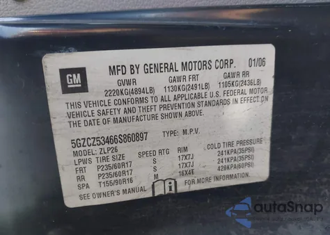 2006 Saturn Vue V6 from USA, damaged, VIN 5GZCZ53466S860897